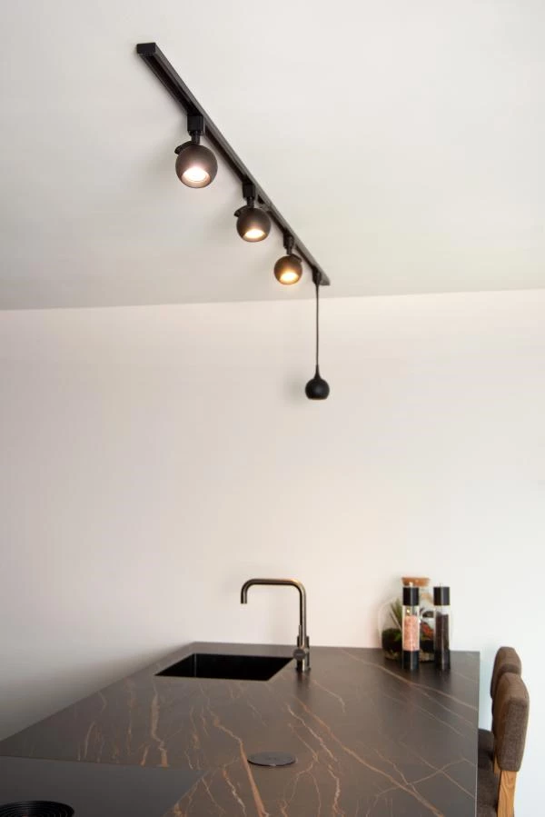 Lucide TRACK FAVORI pendant - 1-circuit Track lighting system - 1xGU10 - Black (Extension) - ambiance 6